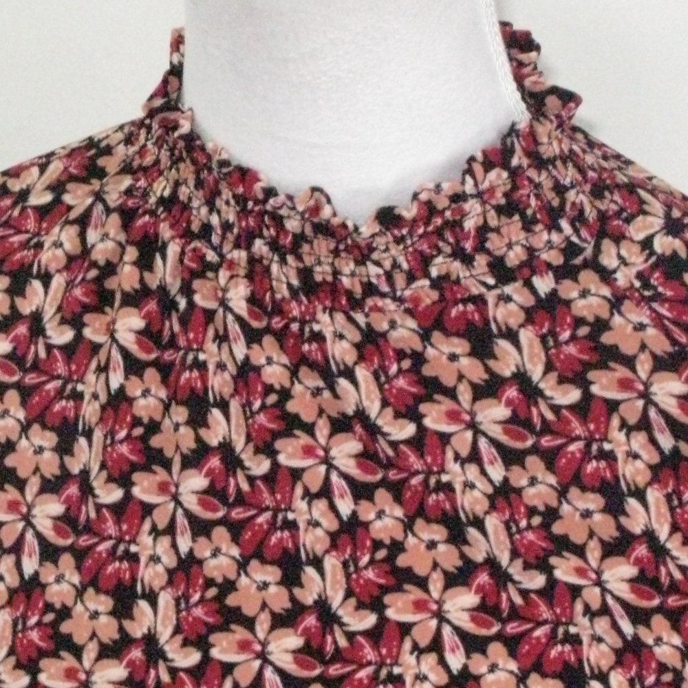 Anne Klein Orange/Red Floral Pull Over Blouse Size XL - Picture 1 of 5